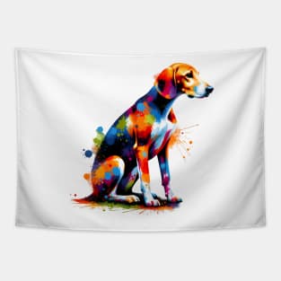 Vibrant American Foxhound in Colorful Splash Art Style Tapestry