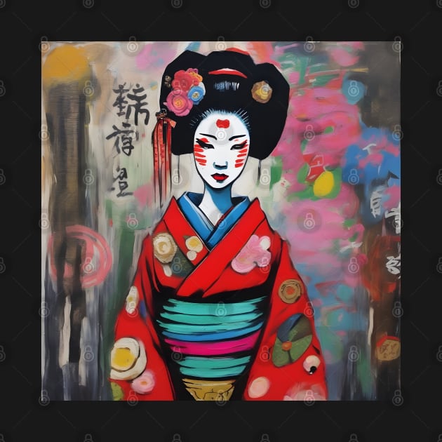 Japanese geisha with flowers by Ravenglow