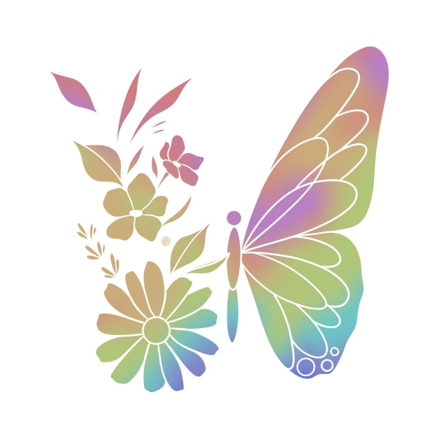 rainbow butterfly - white outline by my.little.canvas21@gmail.com