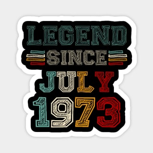 50 Years Old Legend Since July 1973 50th Birthday Magnet