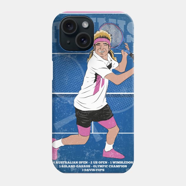 Agassi Tennis Player Hero Vintage Phone Case by TEEWEB