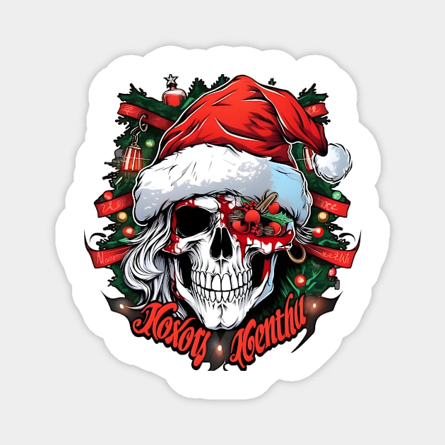 Christmas Celebration with a Skull Twist Magnet by ragil_studio