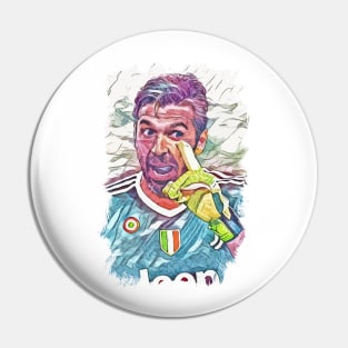 Buffon "NOT TODAY" Italian Legend - Abstract Portrait Pin