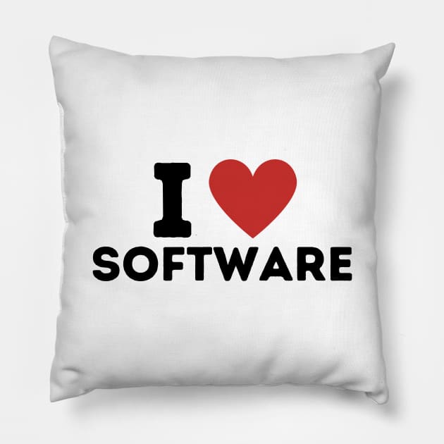 I Love Software Simple Heart Design Pillow by Word Minimalism