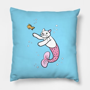 Mermaid Cat with Goldfish Pillow