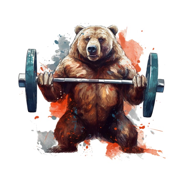 bear lifting weight by weirdesigns