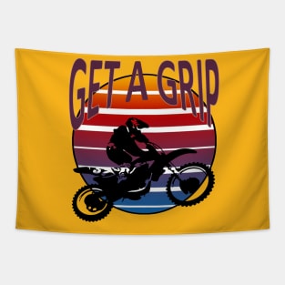 Get A Grip Motor X  Dirt Bike Retro Sunset Art Tapestry