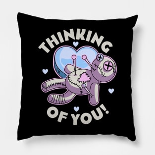 Thinking of You Voodoo Doll Heart Valentines Day Pastel Goth Pillow
