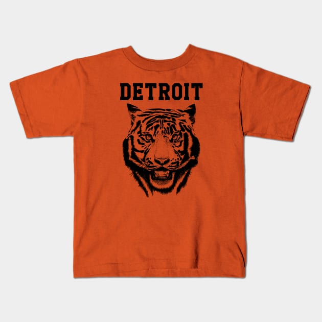 Bens Black Line Art Tiger from Detroit Design Kids T-Shirt