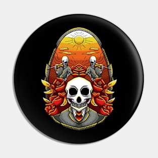 Skull Musician Vintage Pin