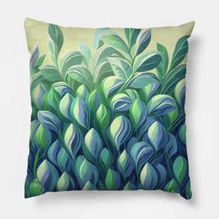 Blue plus Green leaves Design Pillow