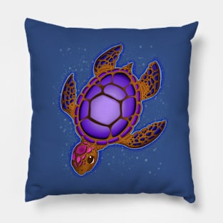 Turtle in bubble ocean Pillow