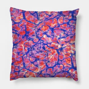 Circuits Abstract in Dark Blue on Red and Purple Pillow