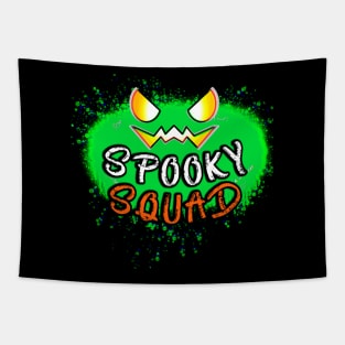 Spooky Squad Jack O Lantern Green Pumpkin Splat Quote Tapestry