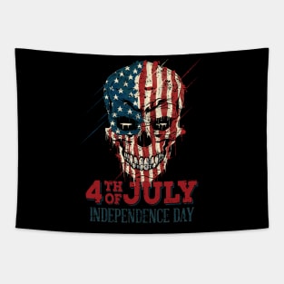 4th of July Independenca Day Skull Tapestry