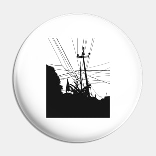 Silhouette of an electric pole with it messy wires Pin