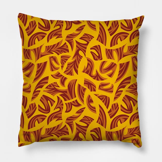 Ethnic Tribal Pattern Orange Brown Yellow Pillow by sifis