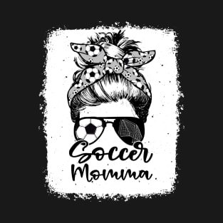 Soccer Momma Vintage Leopard Messy Bun Bleached T-Shirt