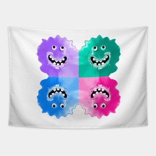 Goofy Jelly Monster Emoji Pixel Smiling Face Tapestry