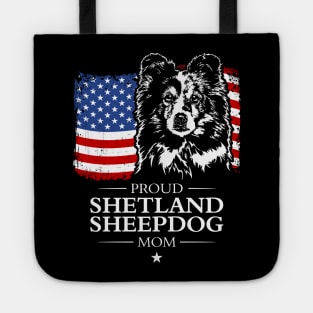 Proud Shetland Sheepdog Mom American Flag patriotic gift dog Tote