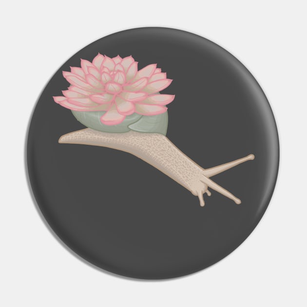 Pink Succulent Snail Pin by Sepheria