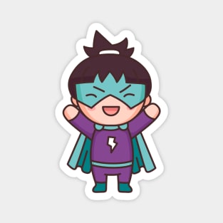 Cute Superhero Kid in Costume Magnet