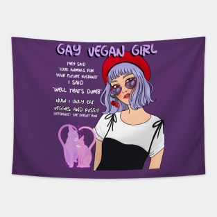 Lesbian Vegan Punk Hipster Girl Tapestry