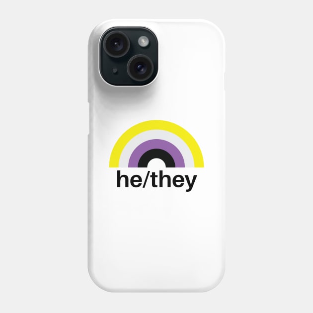 He/They Pronouns Nonbinary Rainbow Phone Case by lavenderhearts