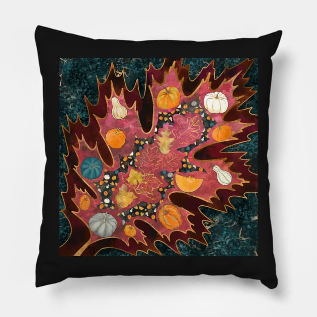 Abstract Halloween Leaf Pillow by andreeadumez