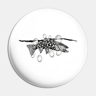 Black and White Trout Pin