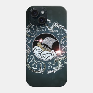 Viking ship surrounded by dragons Phone Case