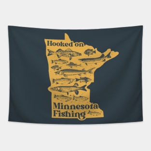 Hooked on Minnesota Fishing - Vintage MN Sportsman Souvenir Tapestry