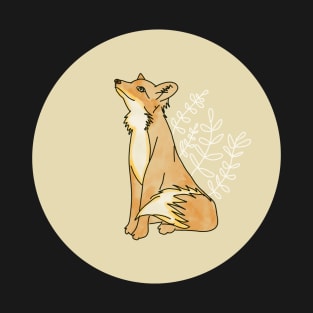 Fox and linear florals modern art sticker T-Shirt