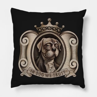 In Dog We Trust (emblem) Pillow