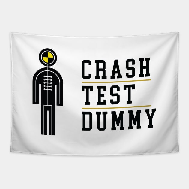 Crash Test Dummy Stickman Yellow Safety Testman with Black Dark Text and Yellow Line Separated Tapestry by ActivLife