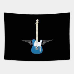 Blue Flying Guitar Tapestry