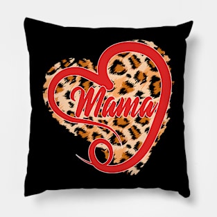 Mama Heart Leopard Mother's Day Pillow