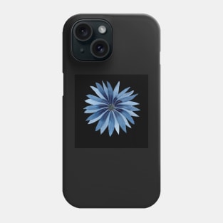 Indigo Flower Watercolor Illustration with a black background Phone Case