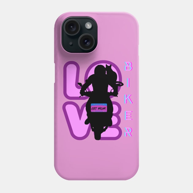 BIKER AND BEST CAT MOM MOTORCYCLE RIDER PURPLE Phone Case by DAZu