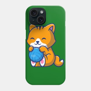 Cute Cat Playing Ball Cartoon (6) Phone Case