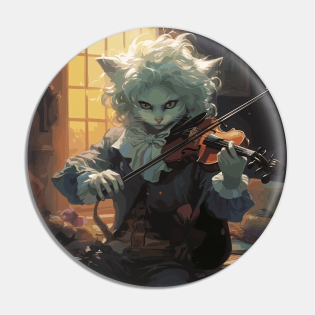 Cat Violinist Pin by Ray Crimson