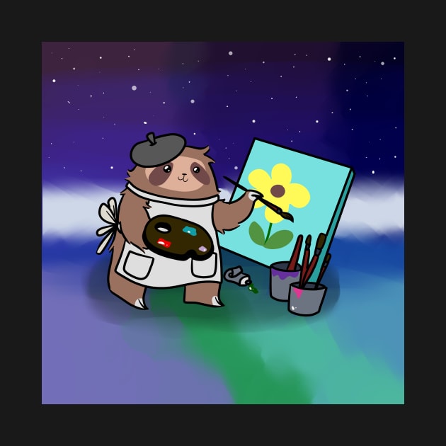 Painter Sloth - Starry Background by saradaboru