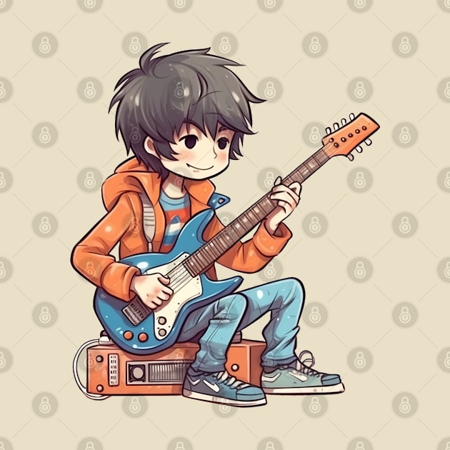 A boy playing his favourite guitar by AestheticsArt81