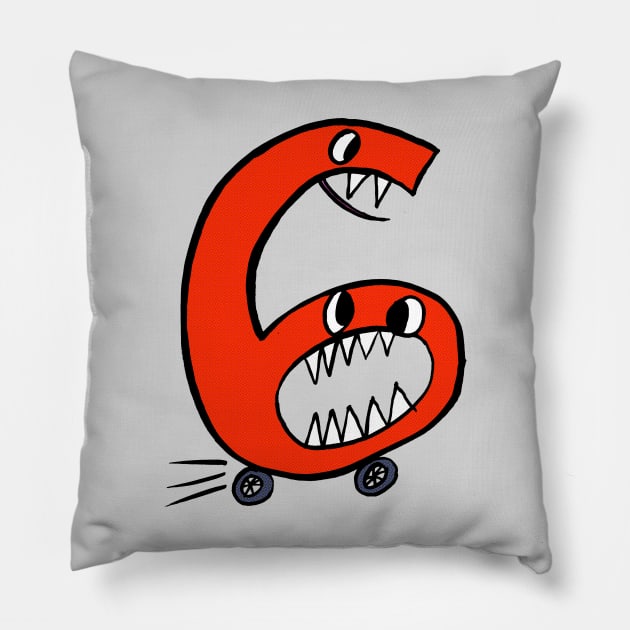 Monster Number 6 - happy sixth birthday! Pillow by heyK