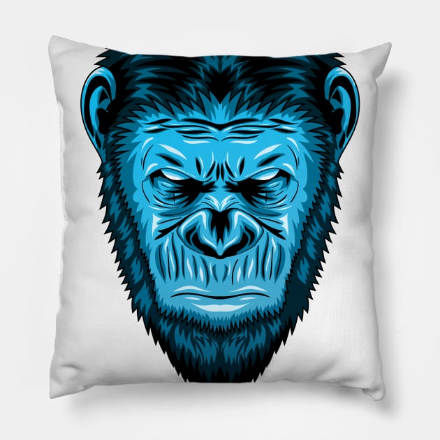 Arctic Blue Monkey Pillow by Acid_rain