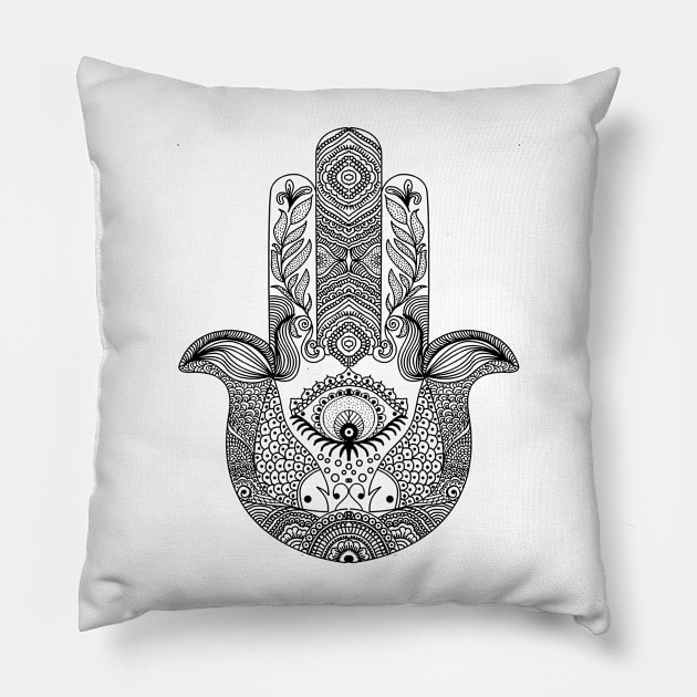 Hamsa Hand Pillow by swarna artz