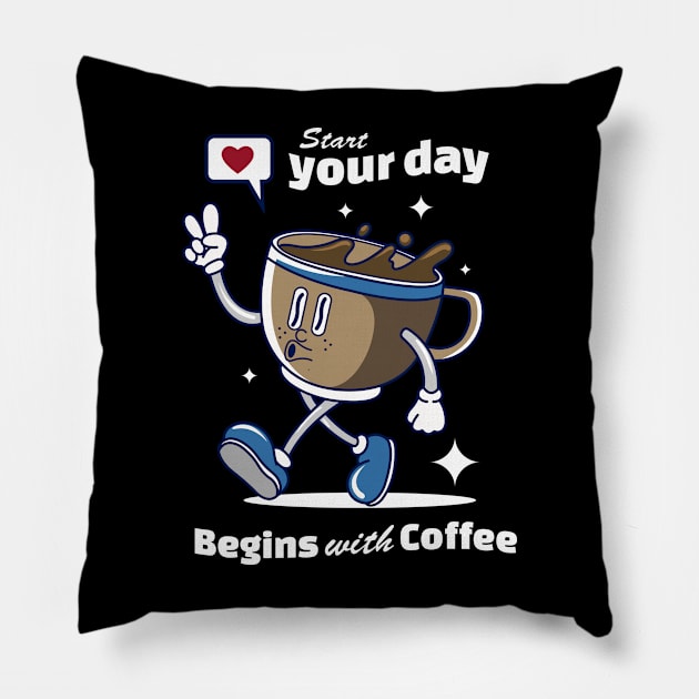 Begins with Coffee Pillow by Harrisaputra