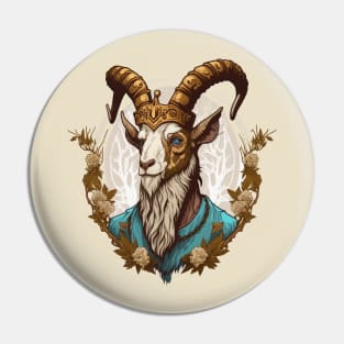 Goat King With Crown Pin