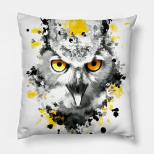 Owl with orange eyes Pillow