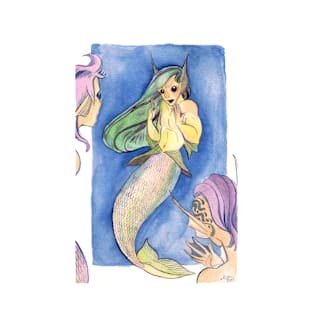 MerMay Angry Merfolk Mid Conversation Watercolor T-Shirt